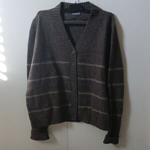 Cozy Brown Striped Cardigan